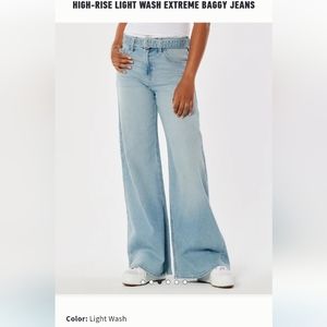 High-Rise Light Wash Extreme Baggy Jeans